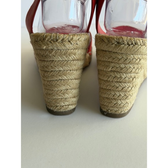 Vince Camuto Red Leather Espadrille Wedge Sandals Ankle Strap Womens 9.5M - Picture 5 of 7